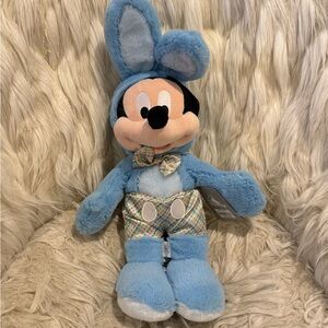 Disney Mickey Mouse Easter Bunny Plush Toy 2018 Blue and Plaid NWT